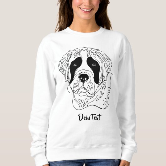 Minimalist St. Bernard One Line Art Portrait Trui (Voorkant)