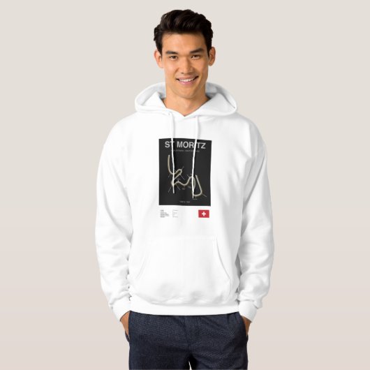 Minimalist St Moritz Bobsleigh Line Hoodie Blk (Voorkant volledig)