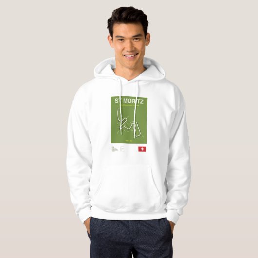 Minimalist St Moritz Bobsleigh Line Print Hoodie (Voorkant volledig)