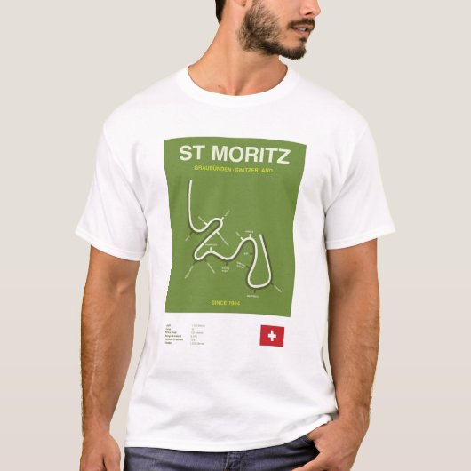 Minimalist St Moritz Bobsleigh Line Print Tee T-shirt (Voorkant)