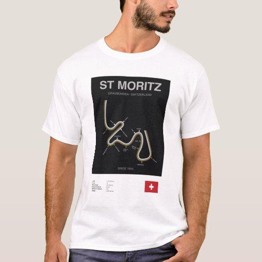 Minimalist St Moritz Bobsleigh Line Tee Blk T-shirt (Voorkant)