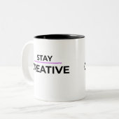 Minimalist Stay Creative Typography Tweekleurige Koffiemok (Voorkant links)