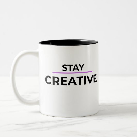 Minimalist Stay Creative Typography Tweekleurige Koffiemok (Links)