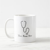 Minimalist Stethoscope Line Art Personalized Mug Koffiemok (Links)