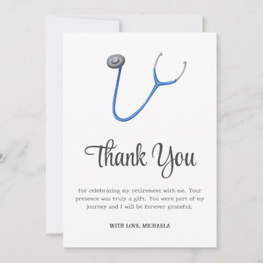 Minimalist Stethoscope Retirement Bedankkaart (Voorkant)