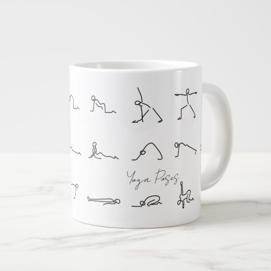 Minimalist Stick Figure Yoga Poses Grote Koffiekop (Voorkant rechts)