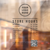 Minimalist Store Hours QR Code Business Logo Raamsticker (Vel 2)