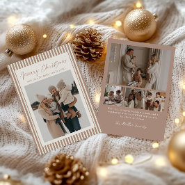 Minimalist Stripe Family Christmas Photo Feestdagenkaart