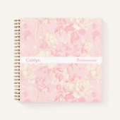 Minimalist Stripe Soft Peach Floral Square Notitieboek (Voorkant)