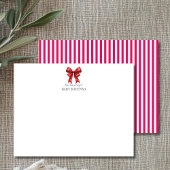 Minimalist Striped Ruby Bow Cute Nursery Note Card Notitiekaartje