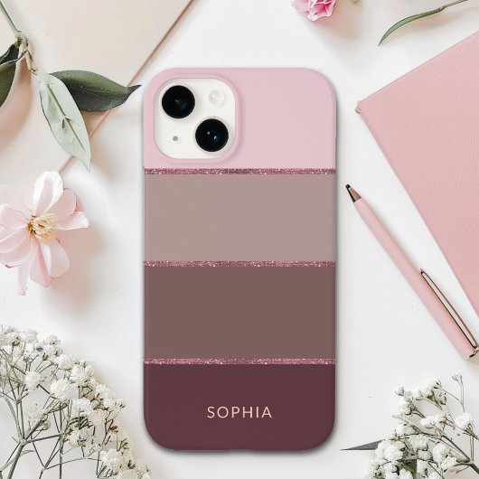 Minimalist Stripes in Pink Tones with Glitter Case-Mate iPhone Case