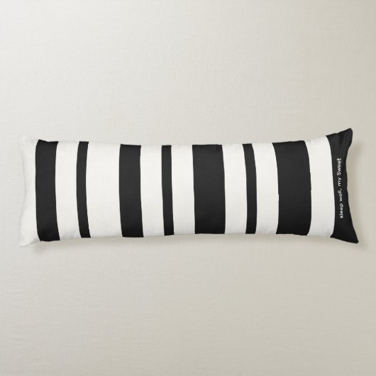Minimalist stripes of black and white lichaamskussen (Achterkant)