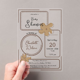 Minimalist Style Flower Notes Baby Shower Acryl Uitnodigingen