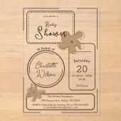 Minimalist Style Flower Notes Baby Shower Acryl Uitnodigingen (Voorkant)