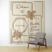 Minimalist Style Flower Notes Baby Shower Backdrop Wandkleed (In situ)