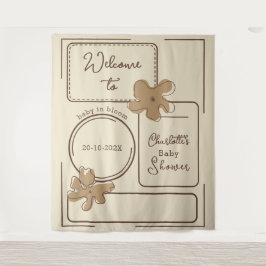 Minimalist Style Flower Notes Baby Shower Backdrop Wandkleed