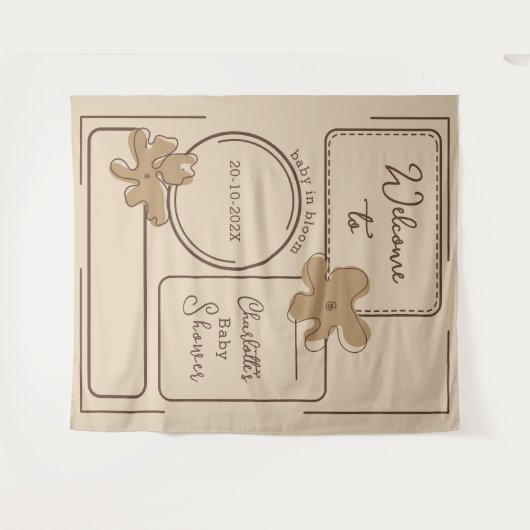 Minimalist Style Flower Notes Baby Shower Backdrop Wandkleed (Voorkant (horizontaal))