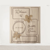 Minimalist Style Flower Notes Baby Shower Backdrop Wandkleed (Voorkant)