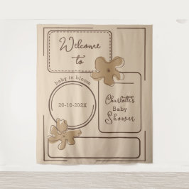 Minimalist Style Flower Notes Baby Shower Backdrop Wandkleed