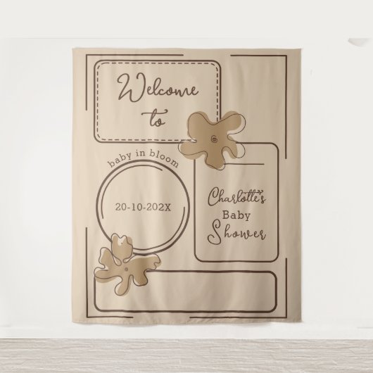 Minimalist Style Flower Notes Baby Shower Backdrop Wandkleed (Voorkant)