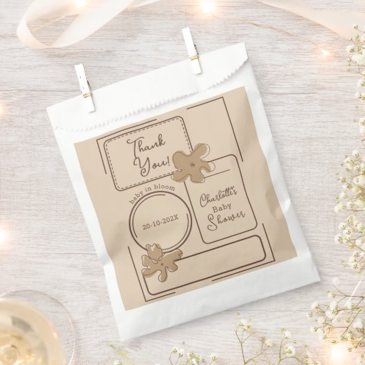 Minimalist Style Flower Notes Baby Shower Bedankzakje (Geknipt)