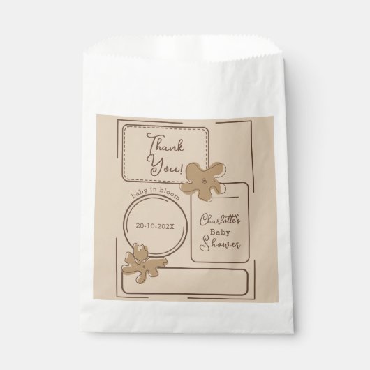Minimalist Style Flower Notes Baby Shower Bedankzakje (Voorkant)