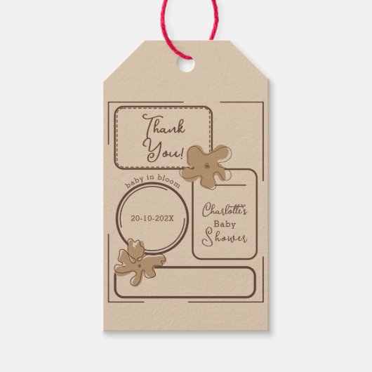 Minimalist Style Flower Notes Baby Shower Cadeaulabel (Voorkant)