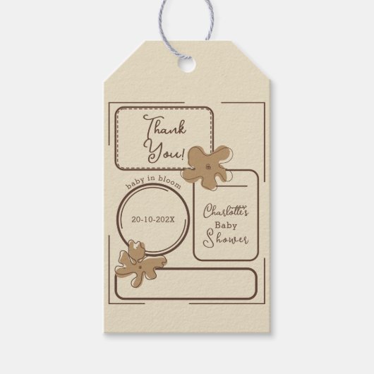 Minimalist Style Flower Notes Baby Shower Cadeaulabel (Voorkant)