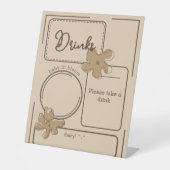 Minimalist Style Flower Notes Baby Shower Drinks Reclamebord Met Voetstuk (Voorkant)