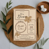 Minimalist Style Flower Notes Baby Shower Kaart