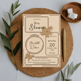 Minimalist Style Flower Notes Baby Shower Kaart