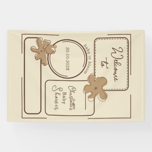 Minimalist Style Flower Notes Baby Shower Spandoek (Horizontaal)