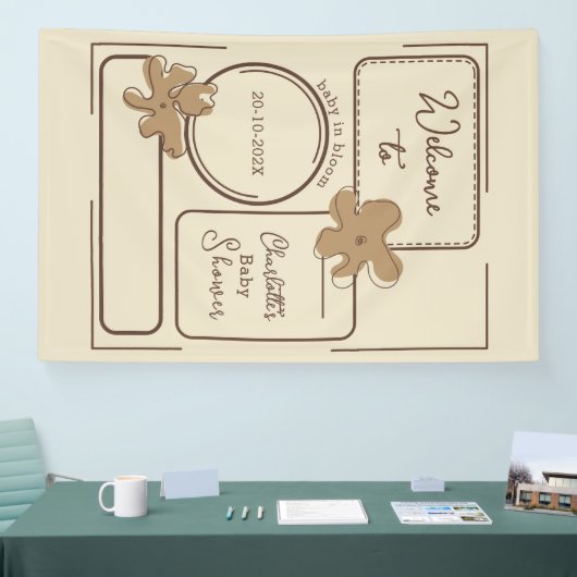Minimalist Style Flower Notes Baby Shower Spandoek (Beurs)
