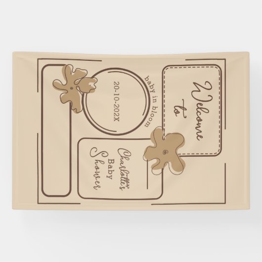 Minimalist Style Flower Notes Baby Shower Spandoek (Horizontaal)