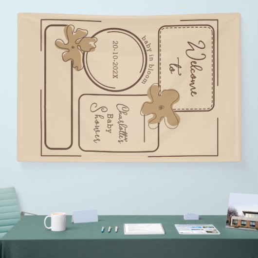 Minimalist Style Flower Notes Baby Shower Spandoek (Beurs)