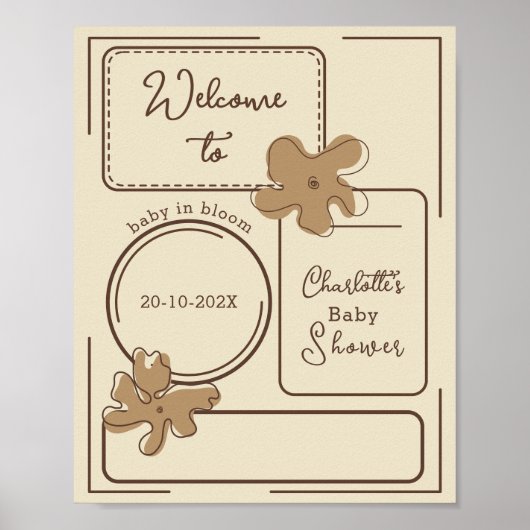 Minimalist Style Flower Notes Baby Shower Welcome Poster (Voorkant)