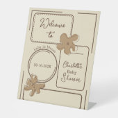 Minimalist Style Flower Notes Baby Shower Welcome Reclamebord Met Voetstuk (Voorkant)