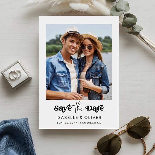 Minimalist Style One Photo Save The Date Kaart