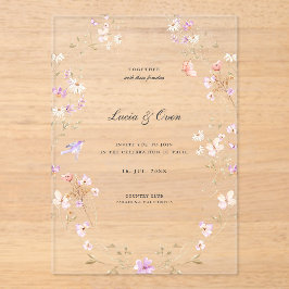 Minimalist Stylish Flowers Wedding Acryl Uitnodigingen