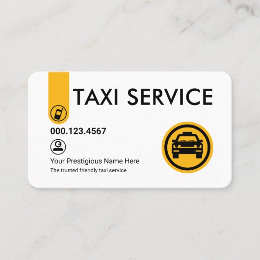 Minimalist Stylish Yellow Taxi Tab Visitekaartje (Voorkant)