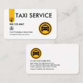 Minimalist Stylish Yellow Taxi Tab Visitekaartje (Voorkant / Achterkant)