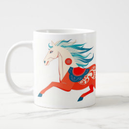 Minimalist Sumi-e Horse 2026 Zodiac Gift Grote Koffiekop