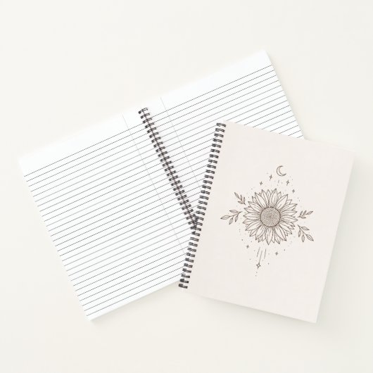 Minimalist Sunflower & Moon Design Notitieboek (Binnen)