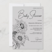 Minimalist Sunflower on Gray Baby Shower Kaart (Voorkant)