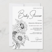 Minimalist Sunflower on White Baby Shower Kaart (Voorkant)