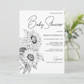 Minimalist Sunflower on White Baby Shower Kaart (Staand voorkant)