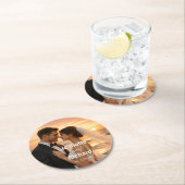 Minimalist Sunset Beach Romantic Wedding Vows  Ronde Kartonnen Onderzetter (Insitu)