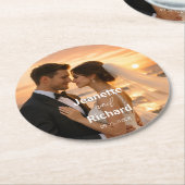 Minimalist Sunset Beach Romantic Wedding Vows  Ronde Kartonnen Onderzetter (Gebogen)