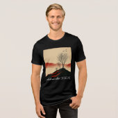Minimalist Sunset Landscape Tree Silhouette Tri-Blend Shirt (Voorkant volledig)