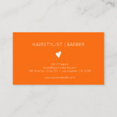 Minimalist Sunset Orange White Heart Barber Name Visitekaartje (Achterkant)